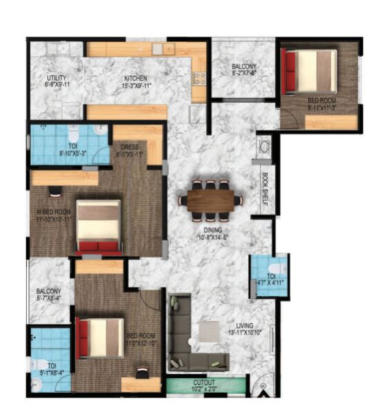 3 BHK Apartment 1547 Sq.ft. for Sale in Annapurneshwari Nagar Nagarbhavi, Bangalore
