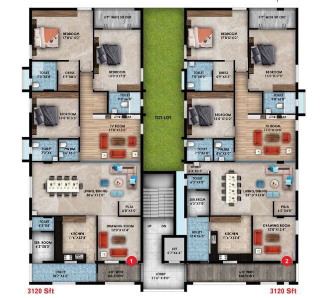 3 BHK Apartment 3120 Sq.ft. for Sale in Kanuru, Vijayawada