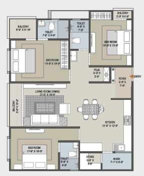 3 BHK Flat for Sale in Diwalipura, Vadodara