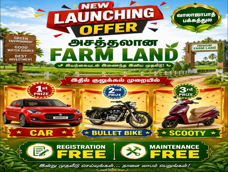  10000 Sq.ft. Agricultural/Farm Land for Sale in Uthiramerur, Kanchipuram