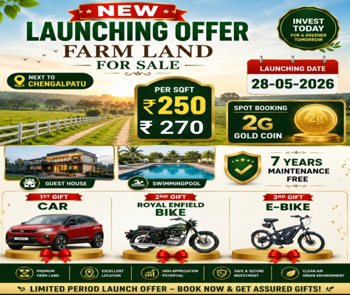  9600 Sq.ft. Agricultural/Farm Land for Sale in Salavakkam, Kanchipuram