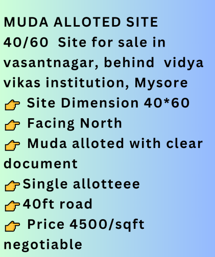 Residential Plot 2400 Sq.ft. for Sale in Vasanth Nagar, Bangalore
