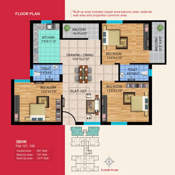 3.5 BHK Apartment 1422 Sq.ft. for Sale in Tankapani Road, Bhubaneswar