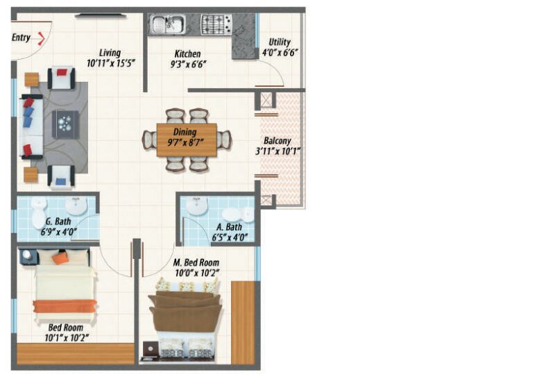 2 BHK Apartment 943 Sq.ft. for Sale in Sarjapur, Bangalore