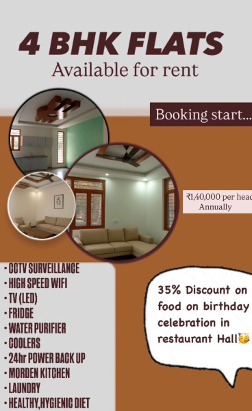 4 BHK Apartment 2000 Sq.ft. for Rent in Bidholi, Dehradun