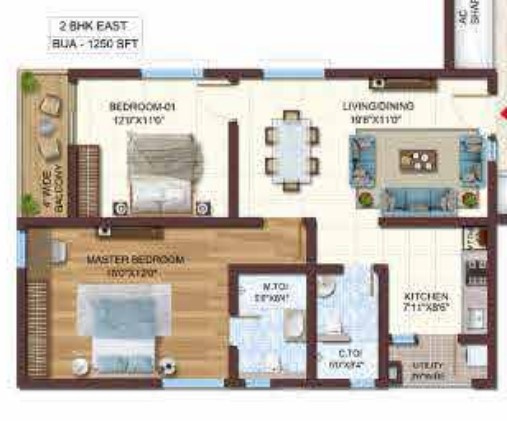 2 BHK Apartment 1250 Sq.ft. for Sale in Narsingi, Hyderabad