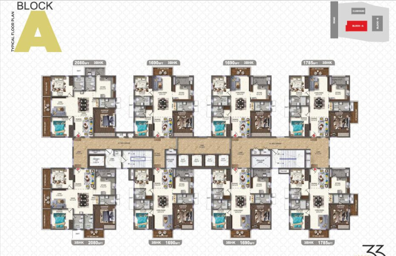 3 BHK Apartment 1690 Sq.ft. for Sale in Nallagandla, Hyderabad
