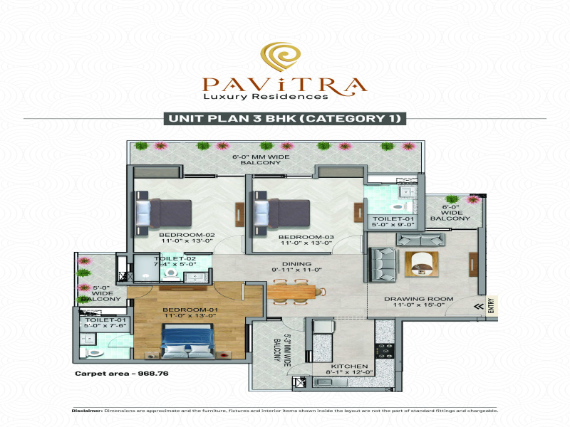 3 BHK Apartment 1450 Sq.ft. for Sale in Patiala Road, Zirakpur