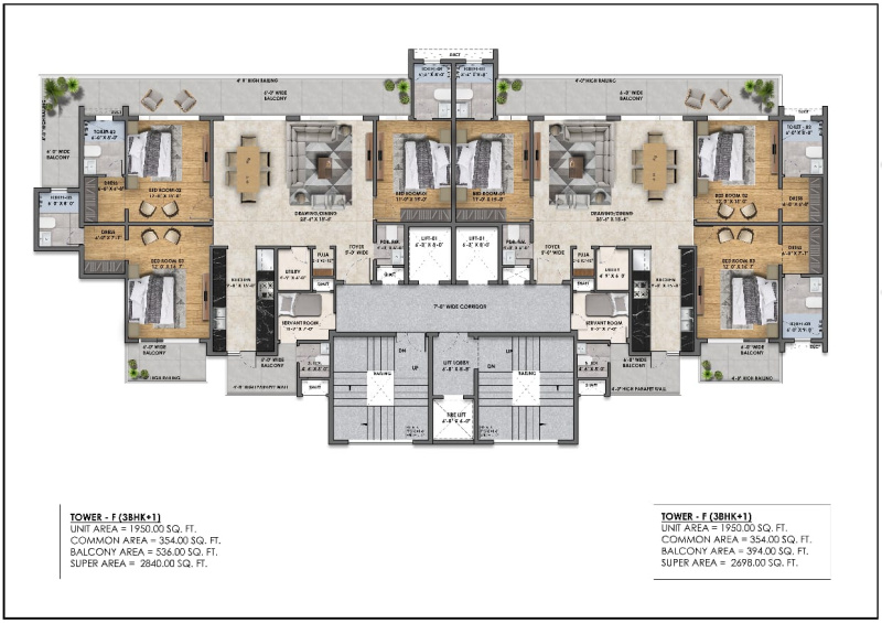 3 BHK Apartment 2350 Sq.ft. for Sale in Airport Road, Zirakpur