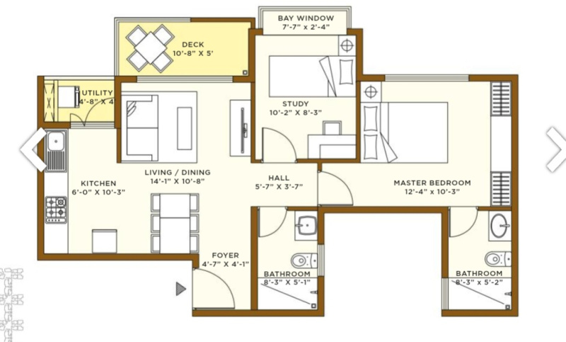 2 BHK Apartment 934 Sq.ft. for Sale in Thanisandra, Bangalore