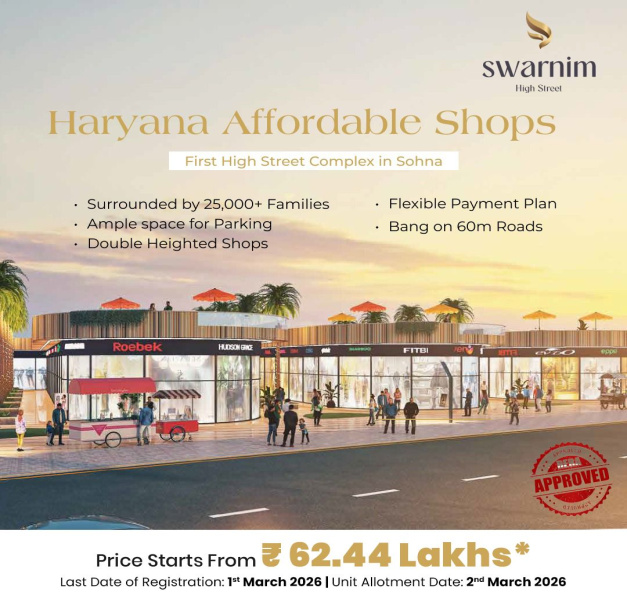  382 Sq.ft. Commercial Shop for Sale in Sector 5, Sohna, Gurgaon