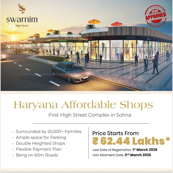  382 Sq.ft. Commercial Shop for Sale in Sector 5, Sohna, Gurgaon