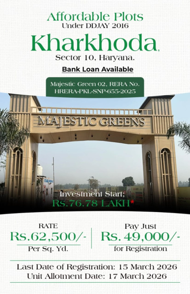  122 Sq. Yards Residential Plot for Sale in Kharkhoda, Sonipat