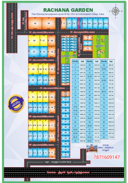  1200 Sq.ft. Residential Plot for Sale in Rathinam Salai, Karur