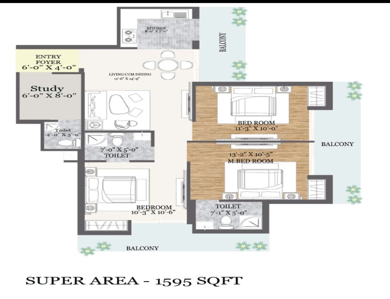3.5 BHK 1595 Sq.ft. Apartment for Sale in Knowledge Park 5, Greater Noida