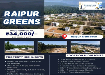  Residential Plot for Sale in Raipur, Dehradun