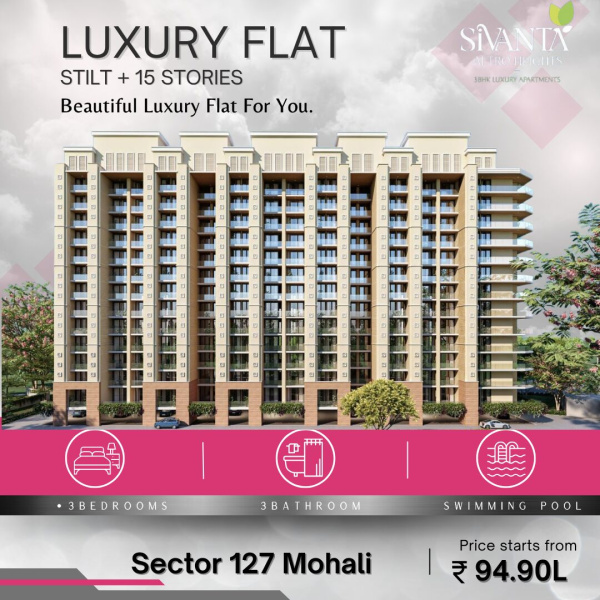 3 BHK Apartment 1300 Sq.ft. for Sale in Kharar Landran Road, Mohali