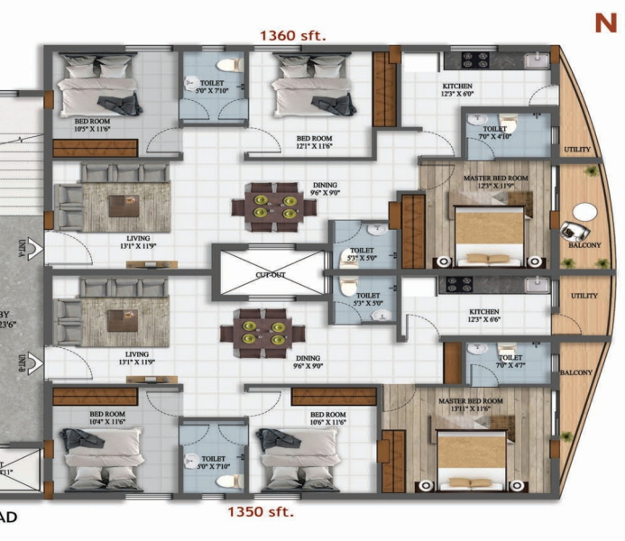 3 BHK Apartment 1360 Sq.ft. for Sale in Madhurawada, Visakhapatnam
