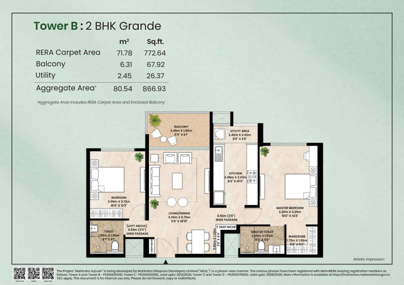 2 BHK Apartment 867 Sq.ft. for Sale in Kharadi, Pune