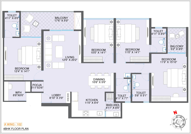 4 BHK 1707 Sq.ft. Apartment for Sale in Mundhwa, Pune