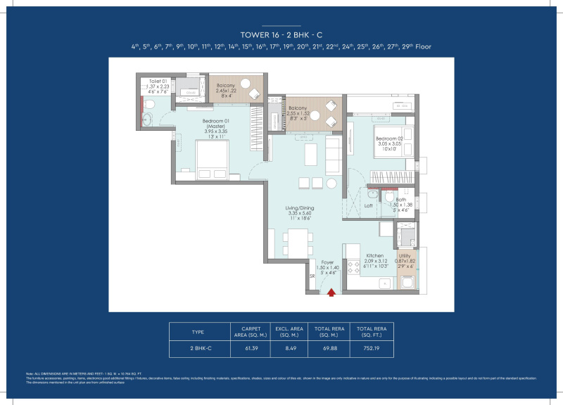 2 BHK 1015 Sq.ft. Apartment for Sale in Keshav Nagar, Pune