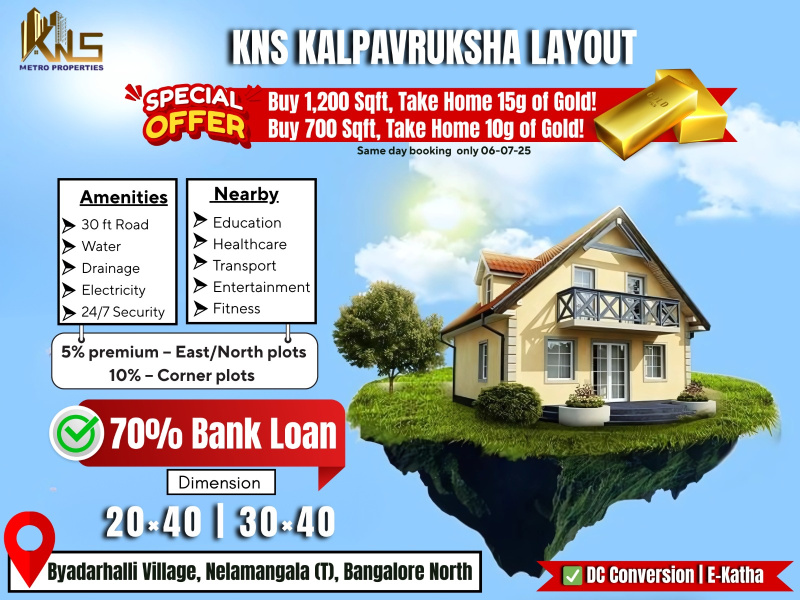  Residential Plot 1200 Sq.ft. for Sale in Byadarahalli, Bangalore