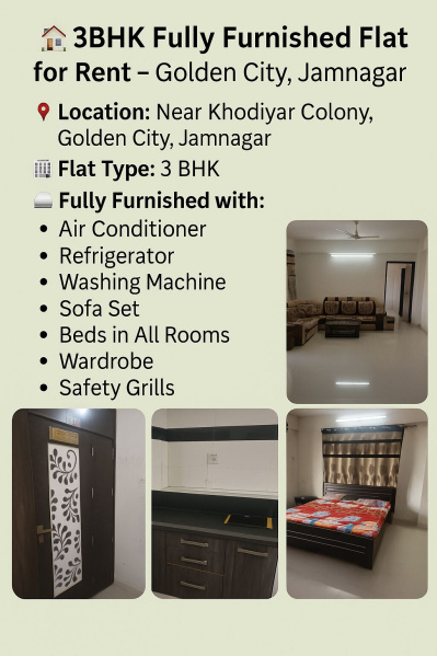 3 BHK Apartment 1875 Sq.ft. for Rent in Khodiyar Colony, Jamnagar
