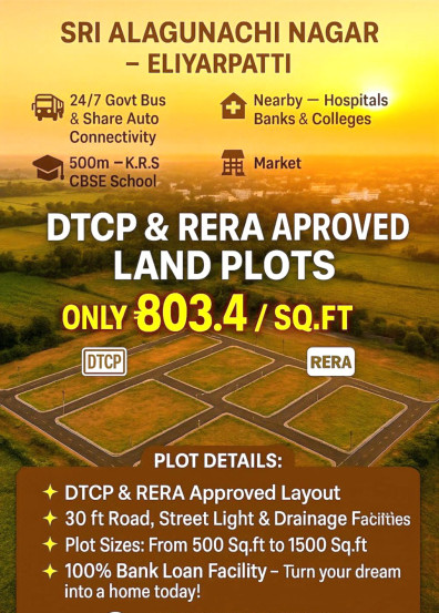  4 Cent Residential Plot for Sale in Eliyarpatthy, Madurai