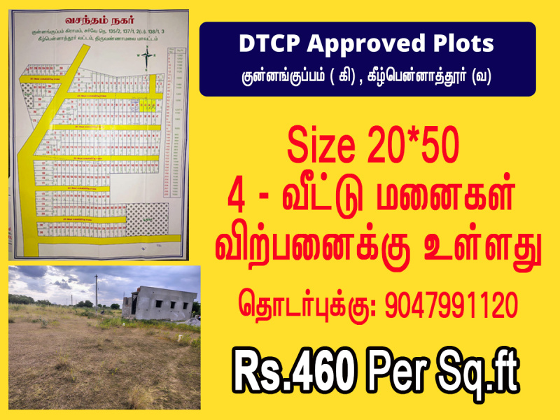  Residential Plot 1000 Sq.ft. for Sale in Kilpennathur, Tiruvannamalai