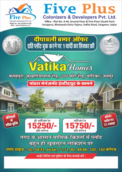  Residential Plot 100 Sq. Yards for Sale in Vatika, Jaipur