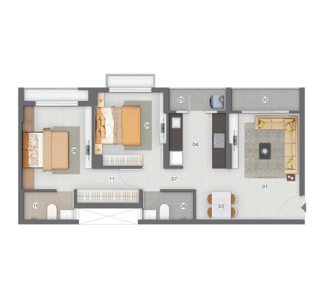 2 BHK 1203 Sq.ft. Apartment for Sale in Shantigram, Ahmedabad