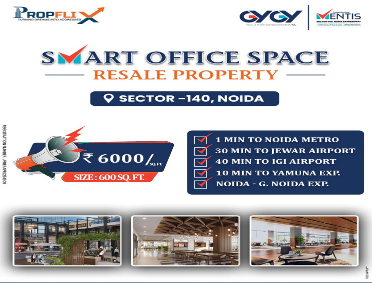  600 Sq.ft. Office Space for Sale in Sector 136 Noida