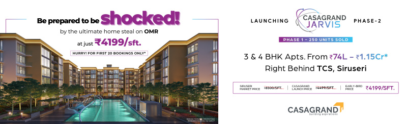 3 BHK 1919 Sq.ft. Apartment for Sale in Siruseri, Chennai