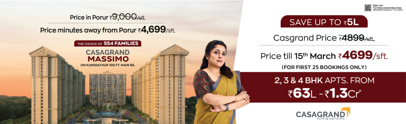 2 BHK 1189 Sq.ft. Apartment for Sale in Kundrathur, Chennai