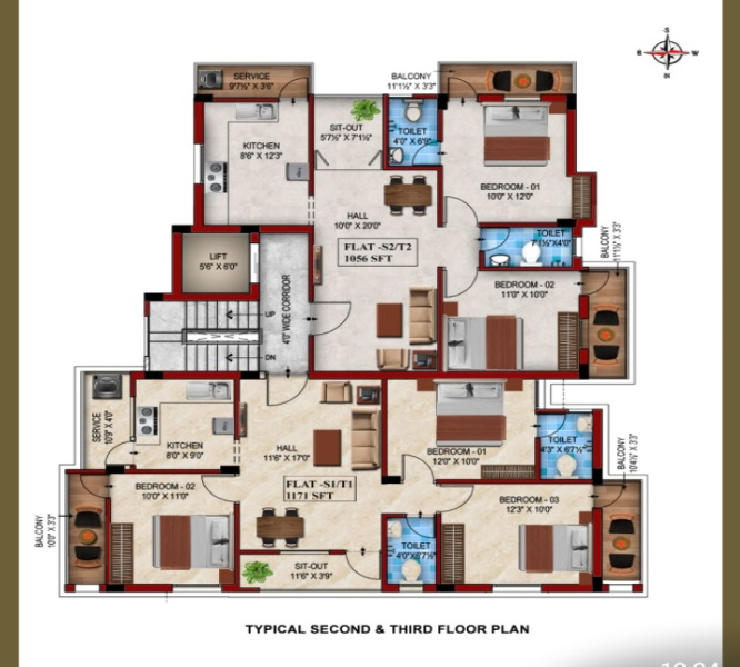 3 BHK 1171 Sq.ft. Apartment for Sale in Saligramam, Chennai