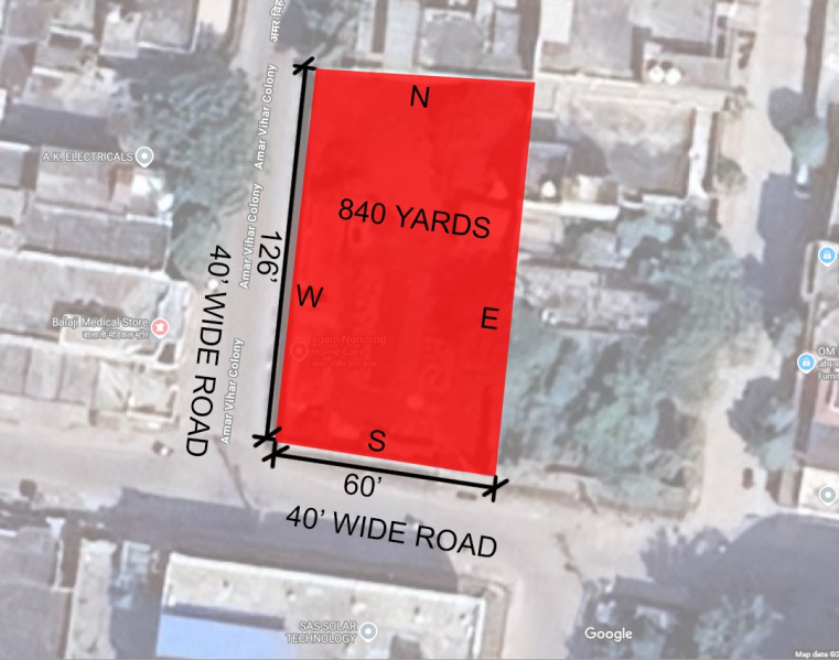  840 Sq. Yards Residential Plot for Sale in Dayal Bagh, Agra