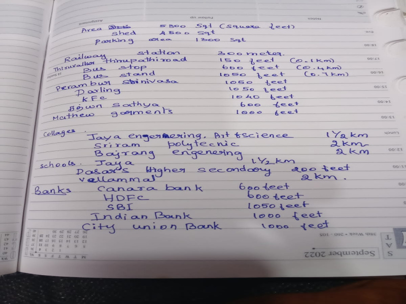  5500 Sq.ft. Warehouse for Rent in Thiruninravur, Chennai