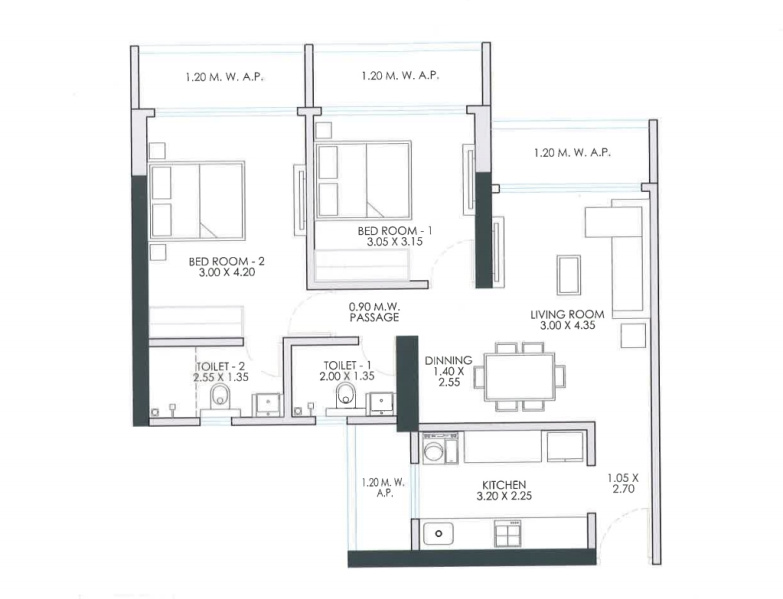 3 BHK 799 Sq.ft. Apartment for Sale in Mira Road East, Mumbai