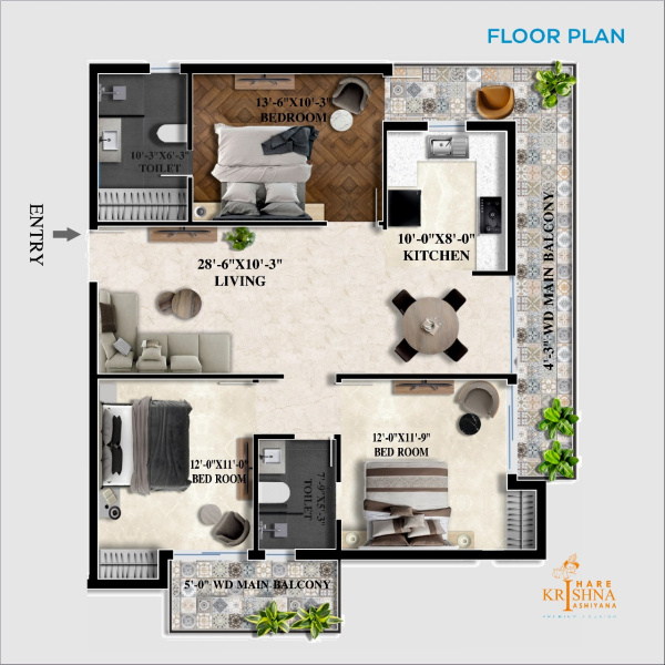 4 BHK 1925 Sq.ft. Apartment for Sale in Rukmani Vihar, Mathura