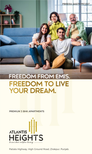 3 BHK 1995 Sq.ft. Apartment for Sale in Patiala Road, Zirakpur