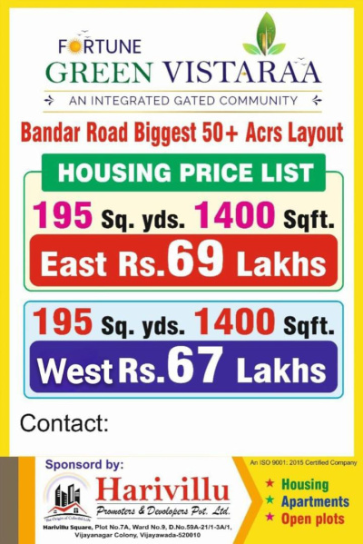 2 BHK 1755 Sq. Yards Apartment for Sale in Vuyyuru, Vijayawada