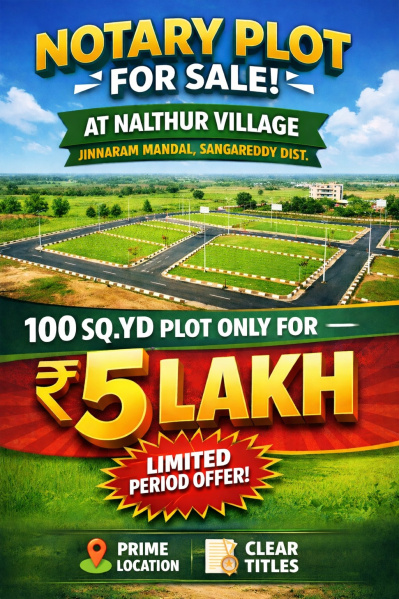  100 Sq. Yards Residential Plot for Sale in Jinnaram, Medak