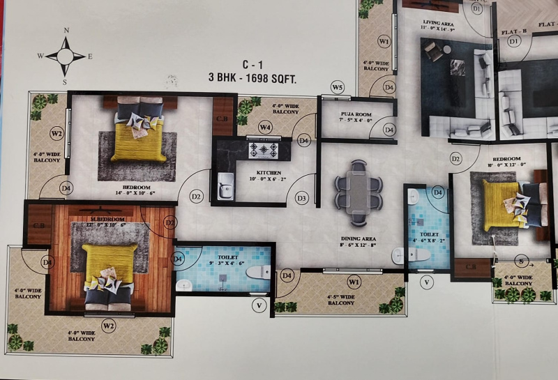 3 BHK 1630 Sq.ft. Apartment for Sale in Tupudana, Ranchi