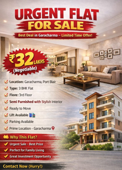 3 BHK 1500 Sq.ft. Apartment for Sale in Garacharma, Port Blair