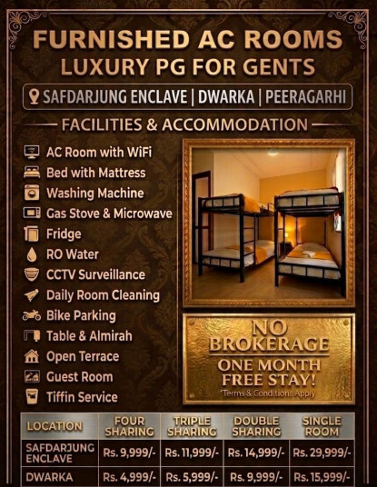  1100 Sq.ft. Apartment for PG in Block B3, Safdarjung Enclave, Delhi