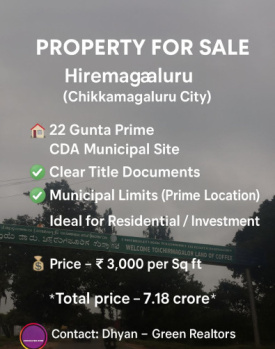  Agricultural Land for Sale in Hiremagalur, Chikmagalur