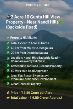 Agricultural Land for Sale in Nandi Hills, Bangalore
