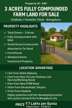  Agricultural Land for Sale in Sulibele, Bangalore