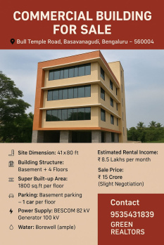  Office Space for Sale in Basavanagudi, Bangalore