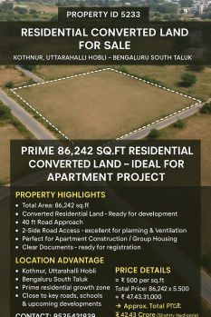  Residential Plot for Sale in Kothanur, Bangalore